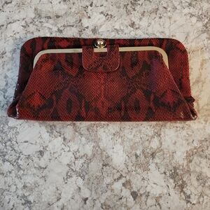 Kate LANDRY Red Snake Print Clutch